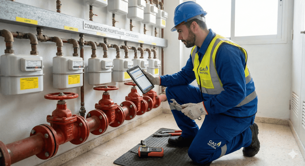 revisión de elementos esenciales en instalación de gas